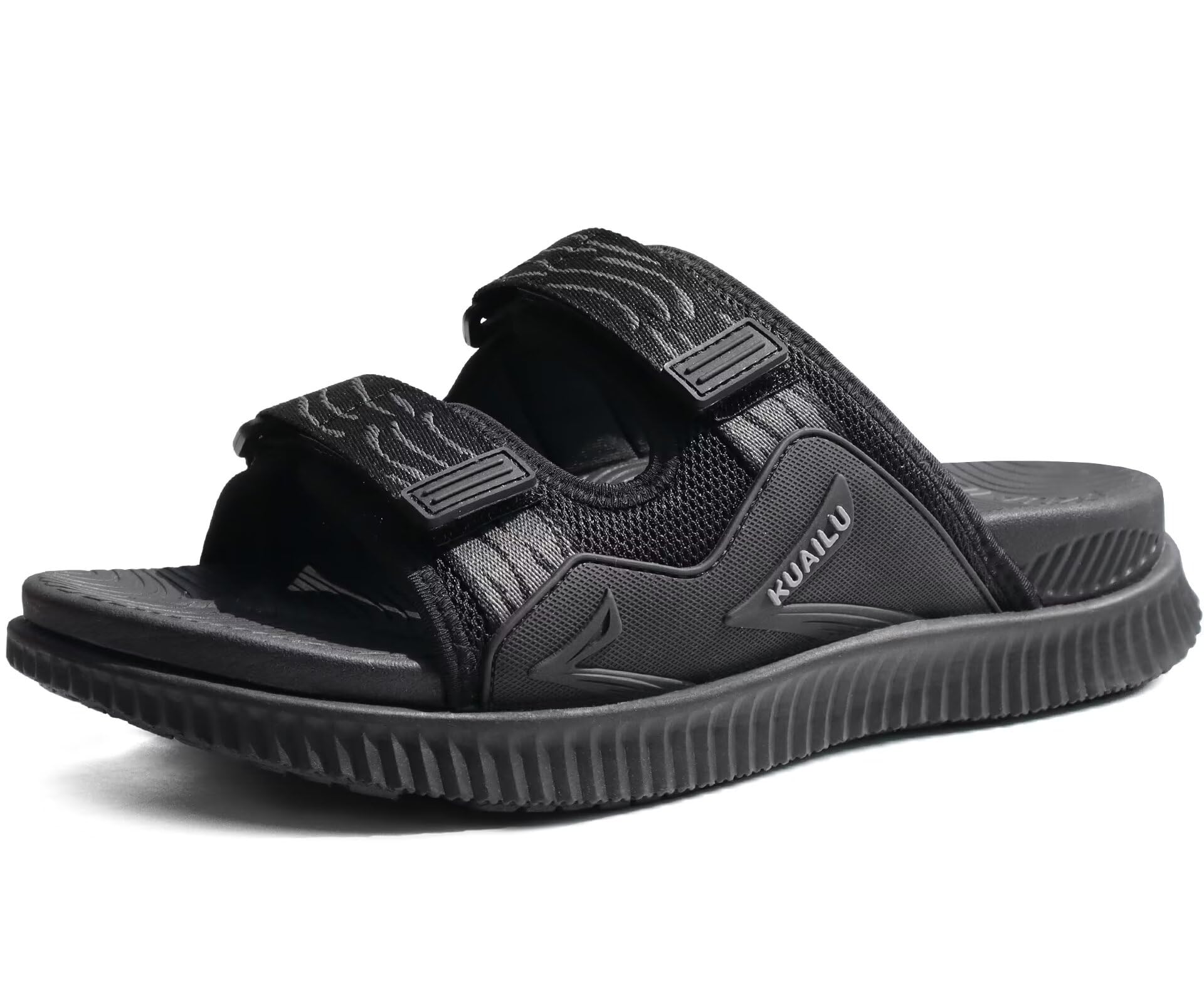 KuaiLu Sandales orthopédiques pour homme - Coussin épais - Sangle réglable - Bout ouvert - Soutien confortable de la voûte plantaire