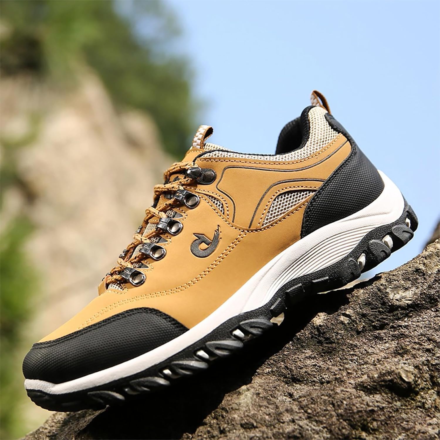 Chaussure Marche Homme Mens Shoes Chaussures De Sport Running Ete Basket Trail sans Lacets Moto Montante Baskets Hallux Valgus Legere en Cuir Masculin Randonnee Orthopédiques Randonnée